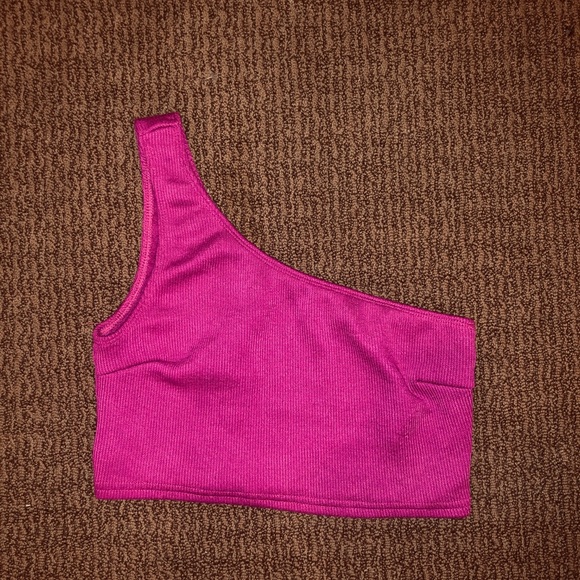 purple one shoulder crop tank - Picture 3 of 3